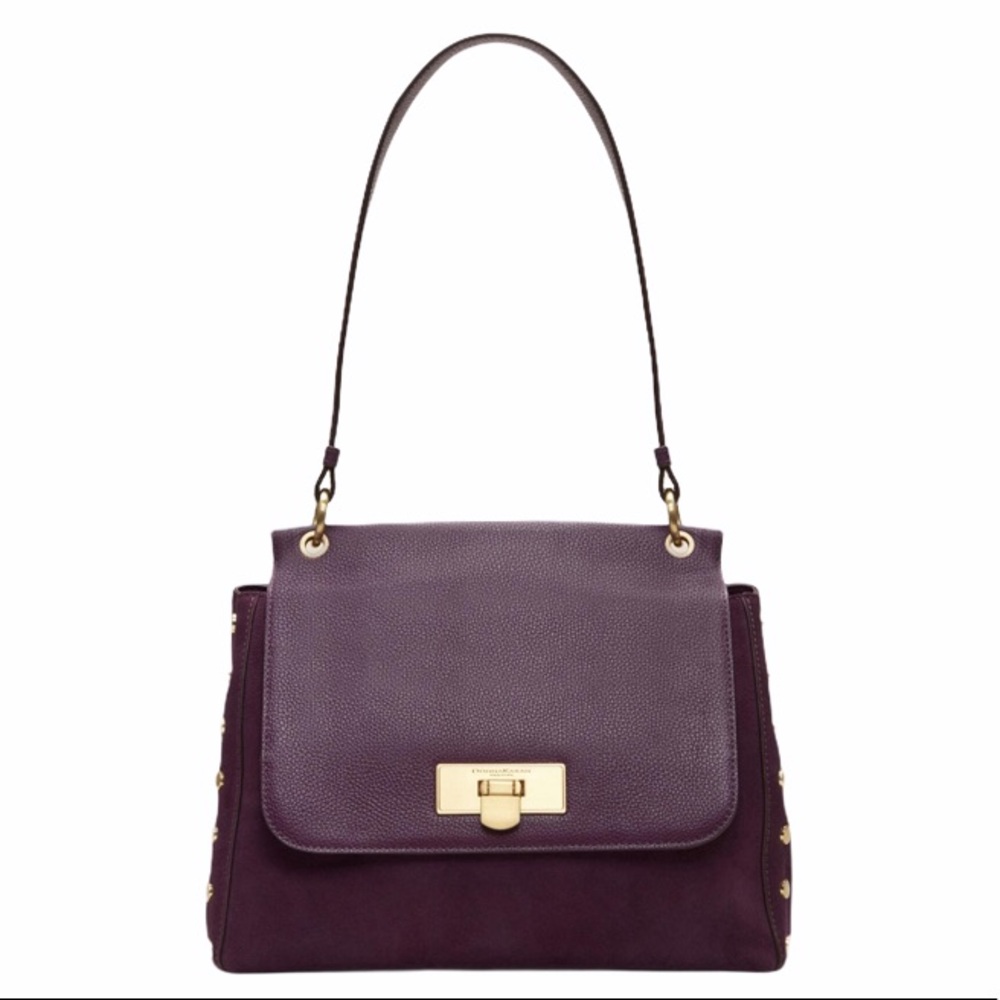 NWT Donna Karan Baylee Suede Leather Flap Satchel